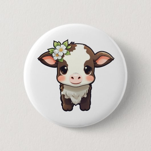 Cartoon koe illustratie ronde button 5,7 cm (Voorkant)