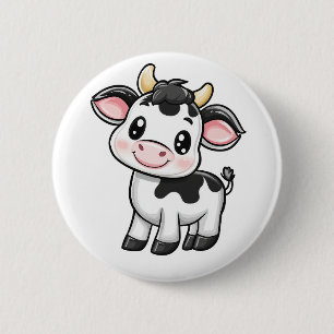 Cartoon koe illustratie ronde button 5,7 cm