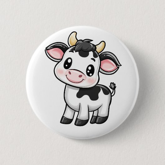 Cartoon koe illustratie ronde button 5,7 cm (Voorkant)
