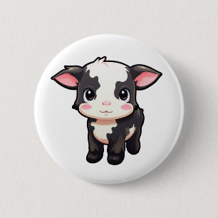 Cartoon koe illustratie ronde button 5,7 cm