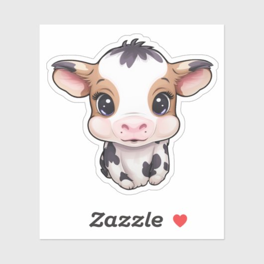 Cartoon koe illustratie sticker (Vel)