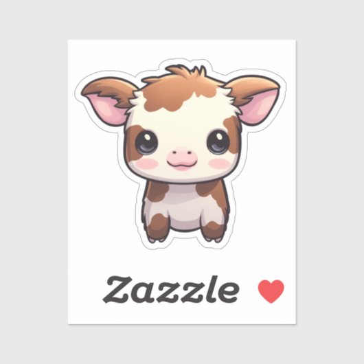 Cartoon koe illustratie sticker (Vel)