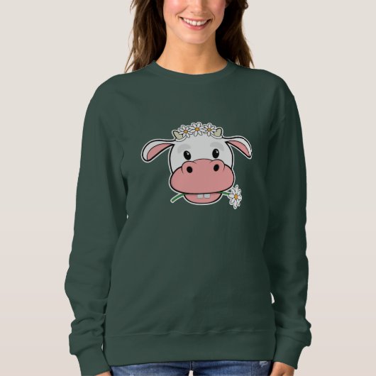 Cartoon Koe | Kawaii Boerderij Animal Sweatshirt (Voorkant)