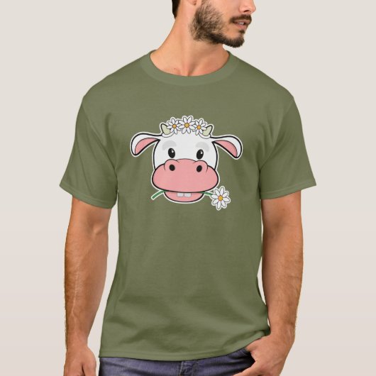 Cartoon Koe | Kawaii Boerderij Animal T-Shirt (Voorkant)