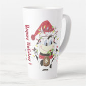 Cartoon Koe kerstfeestdag Latte Mok (Rechterhoek)