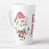 Cartoon Koe kerstfeestdag Latte Mok (Linkerhoek)