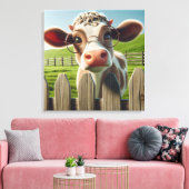 Cartoon Koe met brillen Canvas Afdruk (Insitu (Woonkamer))