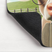 Cartoon Koe met brillen Muismat (Hoek)