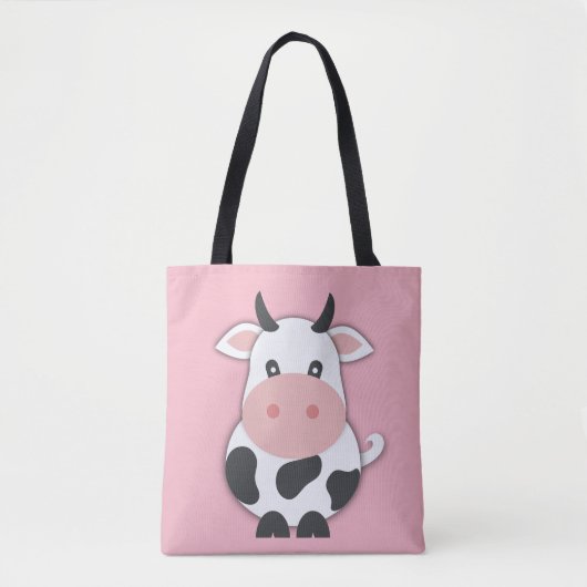 Cartoon Koe met horens Tote Bag (Voorkant)