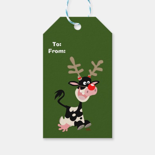 Cartoon Koe of rendieren? Cadeaulabel (Voorkant)
