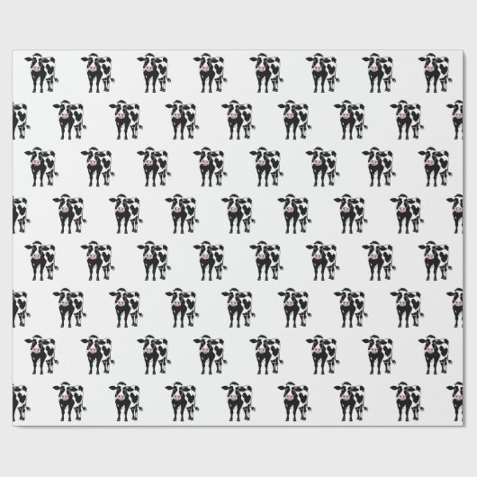 Cartoon Koe op wit Cadeaupapier (Vlak)