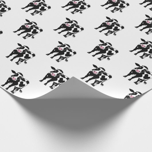 Cartoon Koe op wit Cadeaupapier (Hoek)