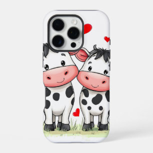 Cartoon Koe paar liefde iPhone 16 Pro Hoesje