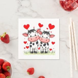 Cartoon Koe paar liefde Servet