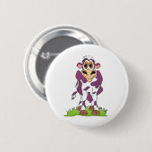 Cartoon Koe Paarse Ronde Button 5,7 Cm (Voorkant /achterkant)