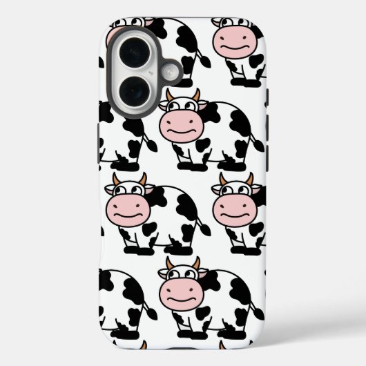 "Cartoon Koe Patroon iPhone Case (Achterkant)