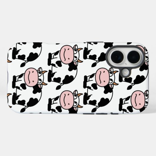 "Cartoon Koe Patroon iPhone Case (Achterkant (horizontaal))