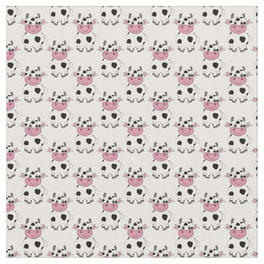 Cartoon Koe Pattern Fabric Stof (Close Up)