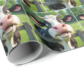 Cartoon Koe peering over een hek Cadeaupapier (Rol Hoek)