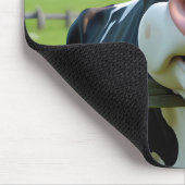 Cartoon Koe peering over een hek Muismat (Hoek)