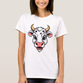 Cartoon Koe Print Design T-shirt (Voorkant)
