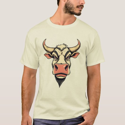 Cartoon Koe Print Design T-shirt (Voorkant)
