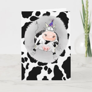 Cartoon Koe Print Udder-ly Amazing Birthday Kaart