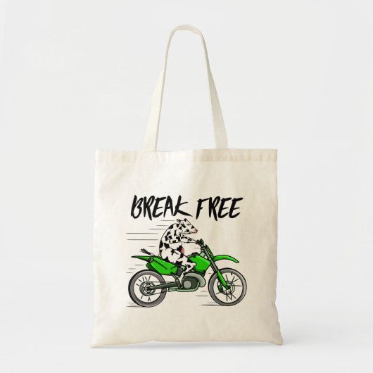 Cartoon koe rijden op een motor tote bag (Voorkant)