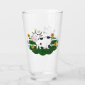 Cartoon Koe Scene 16 oz Drankglas Glas (Achterkant)