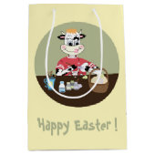 Cartoon koe schilderij eieren geel Paascadeau tas Medium Cadeauzakje (Voorkant)