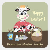 Cartoon koe schilderij Paaseieren envelop zegels (Voorkant)