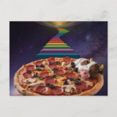 Cartoon Koe Slapen op een pizza Briefkaart (Voorkant)