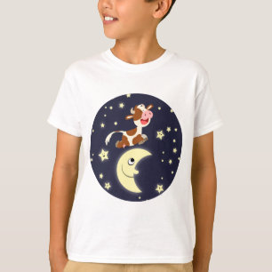 Cartoon Koe springen over de maan Kinder T-shirt