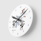 Cartoon koe, stier, schaap en kip op een klok (Hoek)