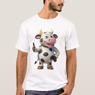 Cartoon Koe T-Shirt Pret Animatie Grafisch T-Shi
