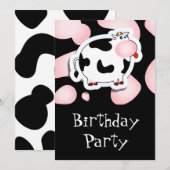 Cartoon koe, uitnodiging (Voorkant / Achterkant)