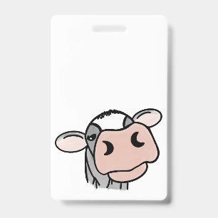 cartoon koe zwart wit roze kus grijs boerderij die badge