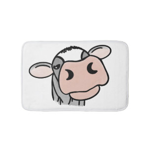 cartoon koe zwart wit roze kus grijs boerderij die badmat