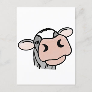 cartoon koe zwart wit roze kus grijs boerderij die briefkaart