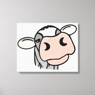 cartoon koe zwart wit roze kus grijs boerderij die canvas afdruk