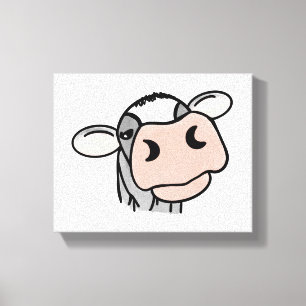 cartoon koe zwart wit roze kus grijs boerderij die canvas afdruk