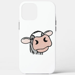 cartoon koe zwart wit roze kus grijs boerderij die Case-Mate iPhone case