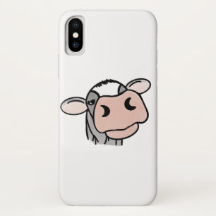 cartoon koe zwart wit roze kus grijs boerderij die Case-Mate iPhone case