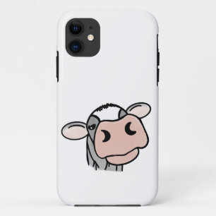cartoon koe zwart wit roze kus grijs boerderij die Case-Mate iPhone case
