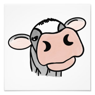 cartoon koe zwart wit roze kus grijs boerderij die foto afdruk