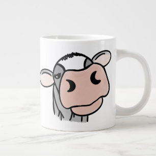 cartoon koe zwart wit roze kus grijs boerderij die grote koffiekop