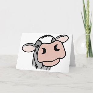 cartoon koe zwart wit roze kus grijs boerderij die kaart
