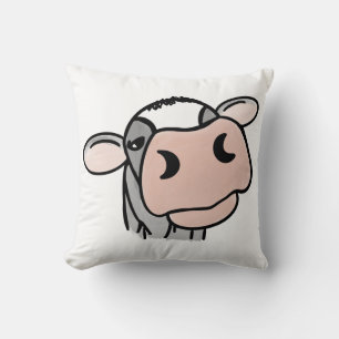 cartoon koe zwart wit roze kus grijs boerderij die kussen