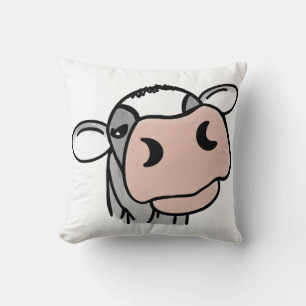 cartoon koe zwart wit roze kus grijs boerderij die kussen