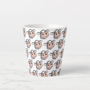 cartoon koe zwart wit roze kus grijs boerderij die latte mok